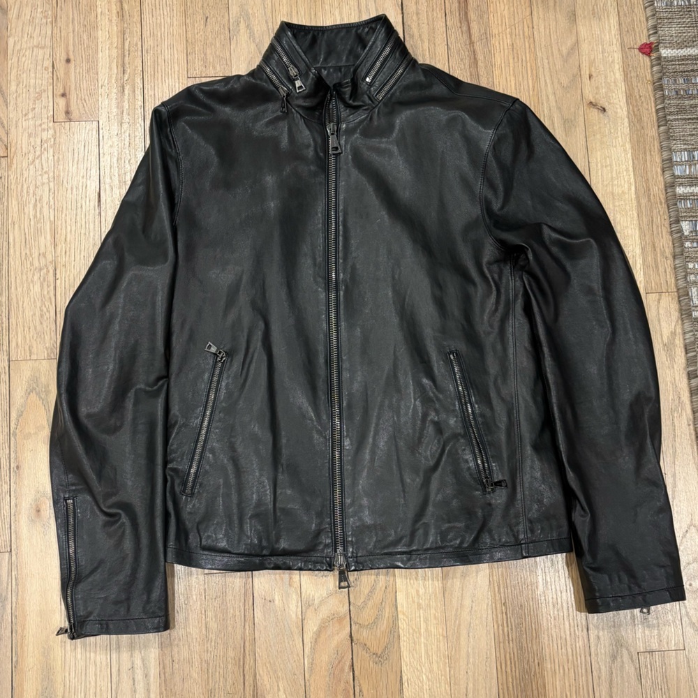 John Varvatos Charcoal Leather Jacket